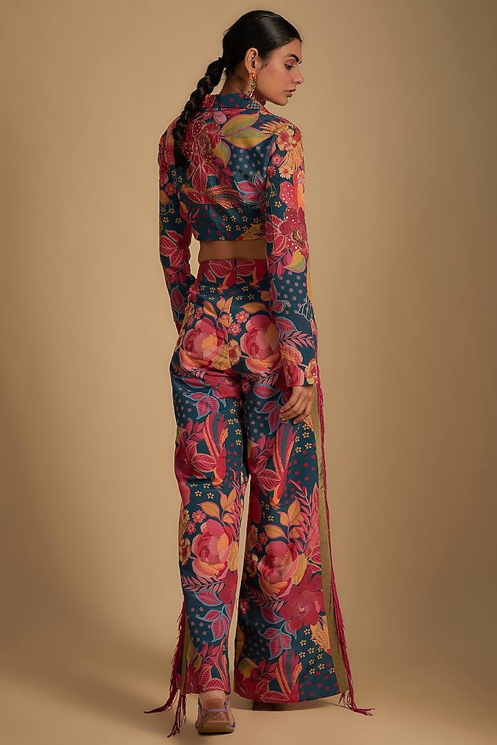 Multi-Colored Crepe Hand Embroidered Co-Ord Set by Rishi & Vibhuti at Pernia's Pop Up Shop