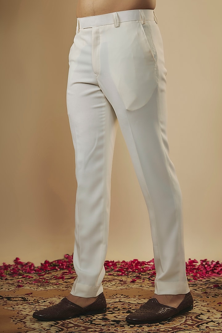 Beige-White Japanese Fabric Resham Work Jodhpuri Set by RIYAASAT at Pernia's Pop Up Shop