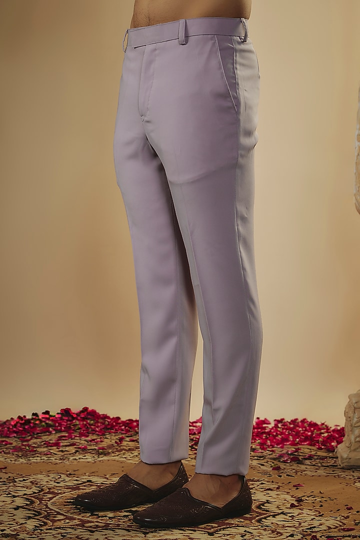 Pale Mauve Imported Jacquard Fabric Resham Embroidered Jodhpuri Set by RIYAASAT at Pernia's Pop Up Shop
