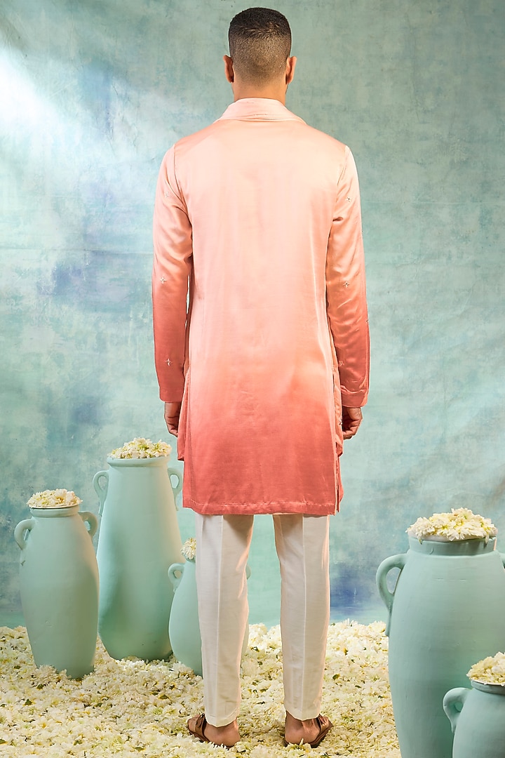 Orange Silk Motifs Ombre Kurta Set by RIYAASAT at Pernia's Pop Up Shop