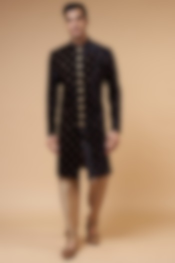 Wine Velvet Embroidered Indo-Western Set by RIYAASAT at Pernia's Pop Up Shop