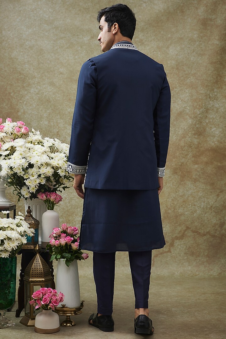Berry Blue Splendid Silk Cutdana Work Bundi Jacket Set by RIYAASAT at Pernia's Pop Up Shop
