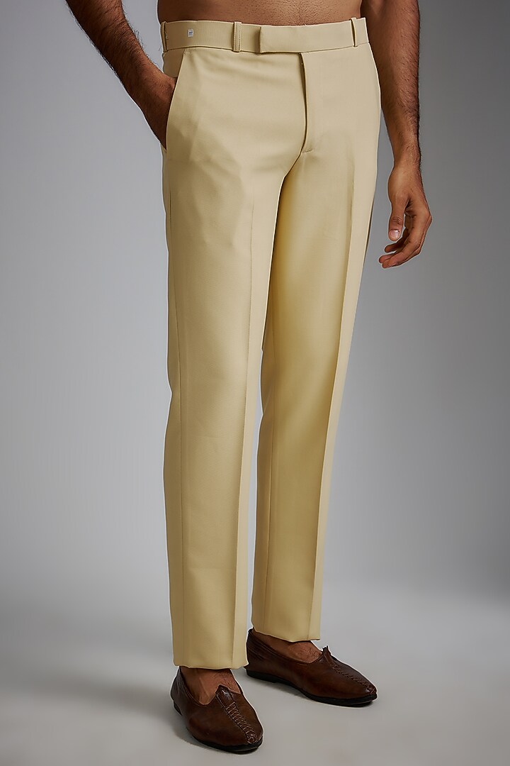 Cream Suiting Fabric Bandhgala Set by RIYAASAT at Pernia's Pop Up Shop