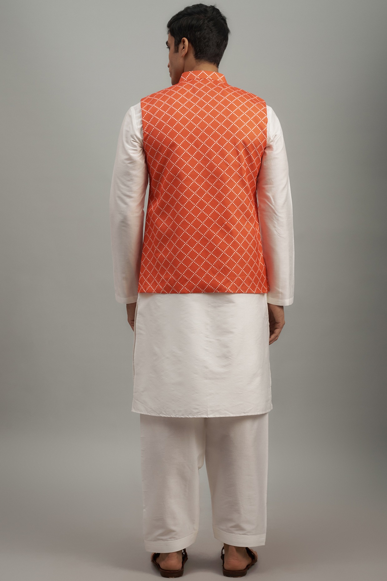 Mens Grey Brocade Nehru Jacket with Kurta Set – Spring Break