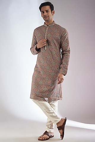 Light Gold Kurta Lucknowie Trouser main image 1