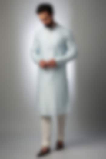 Sky Blue Silk Kurta Set by RIYAASAT at Pernia's Pop Up Shop