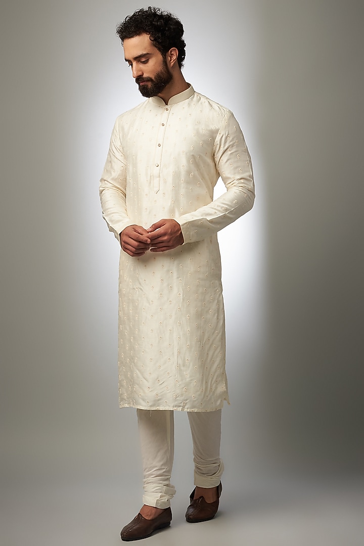 Aqua Silk Kurta Set by RIYAASAT at Pernia's Pop Up Shop