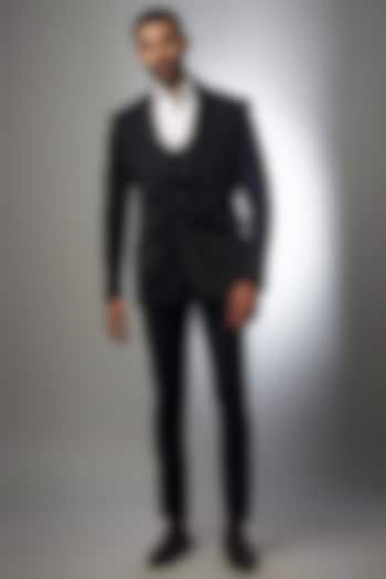 Blue Imported Suiting Blazer Set by RIYAASAT at Pernia's Pop Up Shop