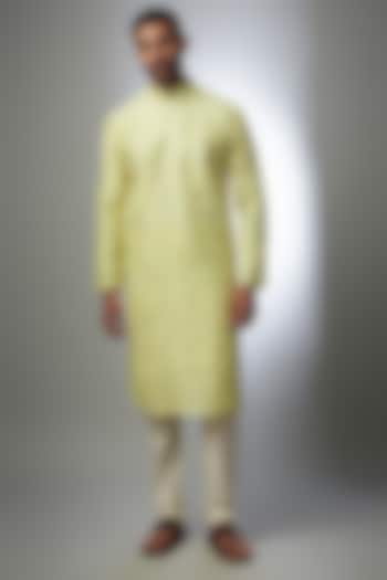 Yellow Silk Kurta Set by RIYAASAT at Pernia's Pop Up Shop