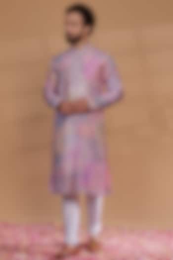 Multi-Colored Silk Printed Kurta Set by RIYAASAT at Pernia's Pop Up Shop