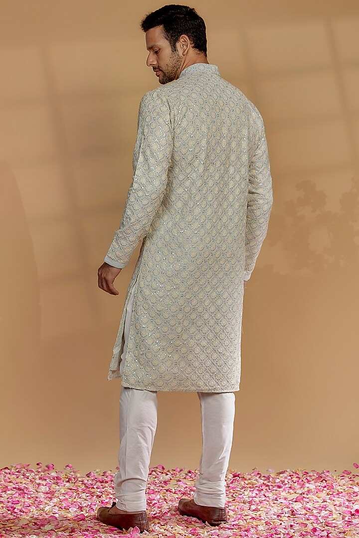 Pastel Blue Georgette Kurta Set by RIYAASAT at Pernia's Pop Up Shop