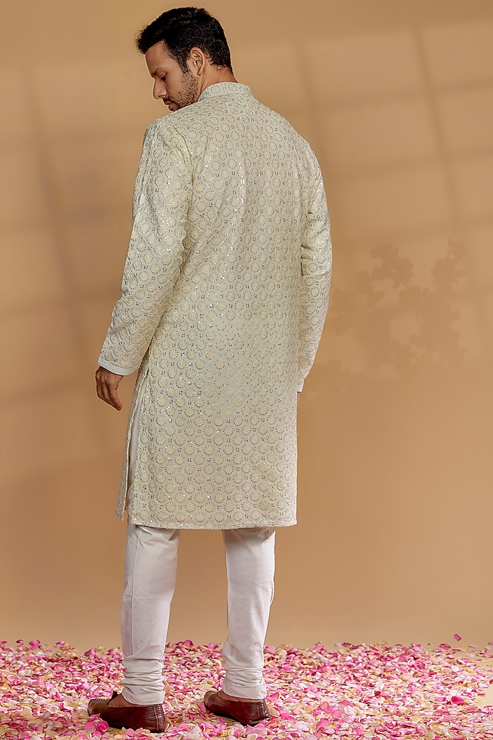 Buy RIYAASAT Pastel Blue Lucknowi Kurta Set at Pernia