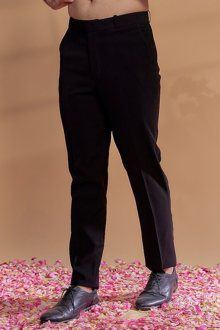 Designer Navy Embellished Blazer Set Lachka Shirt & Satin Pants Nightbarrel Collection