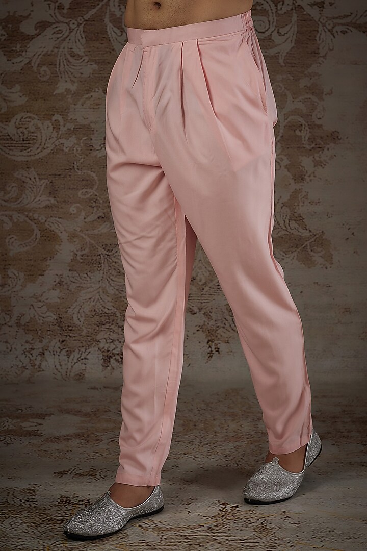 Blush Pink Ombre Silk Printed & Embellished Jodhpuri Set by RIYAASAT at Pernia's Pop Up Shop