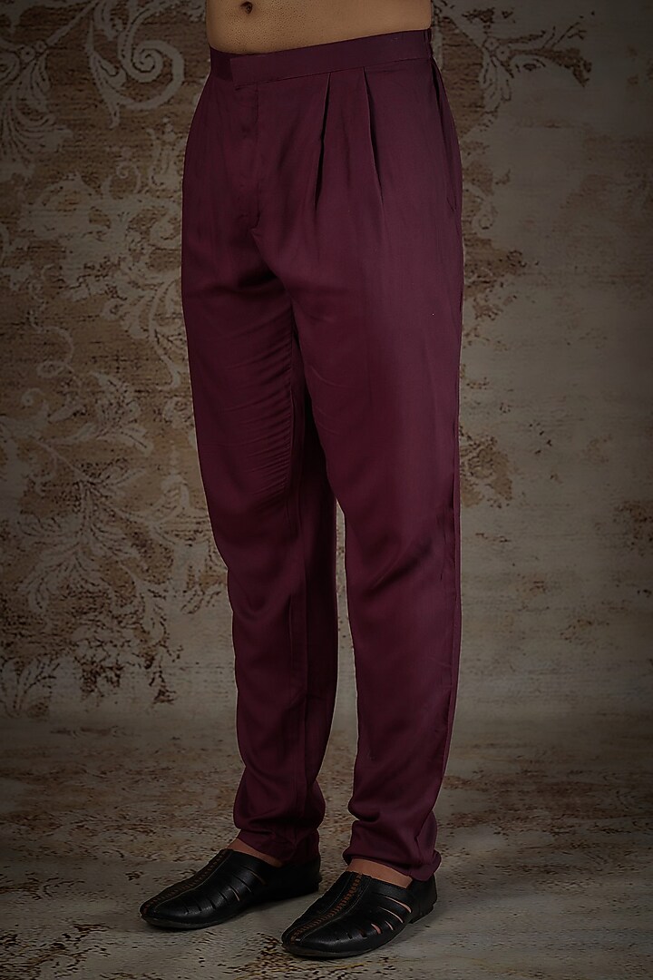 Wine Ombre Silk Embroidered Jodhpuri Set by RIYAASAT at Pernia's Pop Up Shop