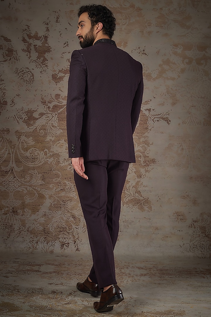 Burgundy Japanese Fabric Jodhpuri Set by RIYAASAT at Pernia's Pop Up Shop