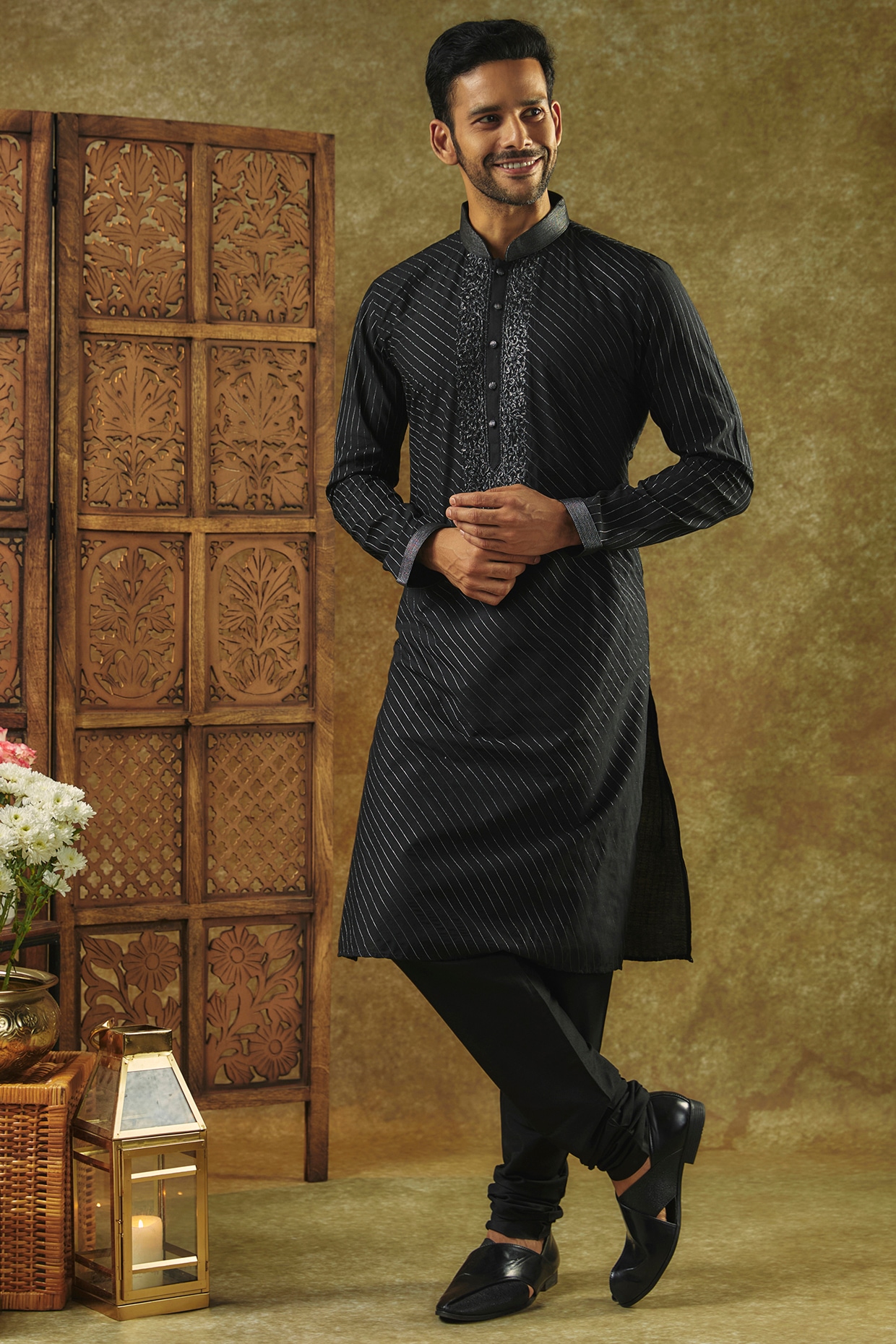 Trendy Cotton Silk Navy Hued Kurta In Cotton Silk | Designer suits for men, Pathani  kurta, Kurta designs