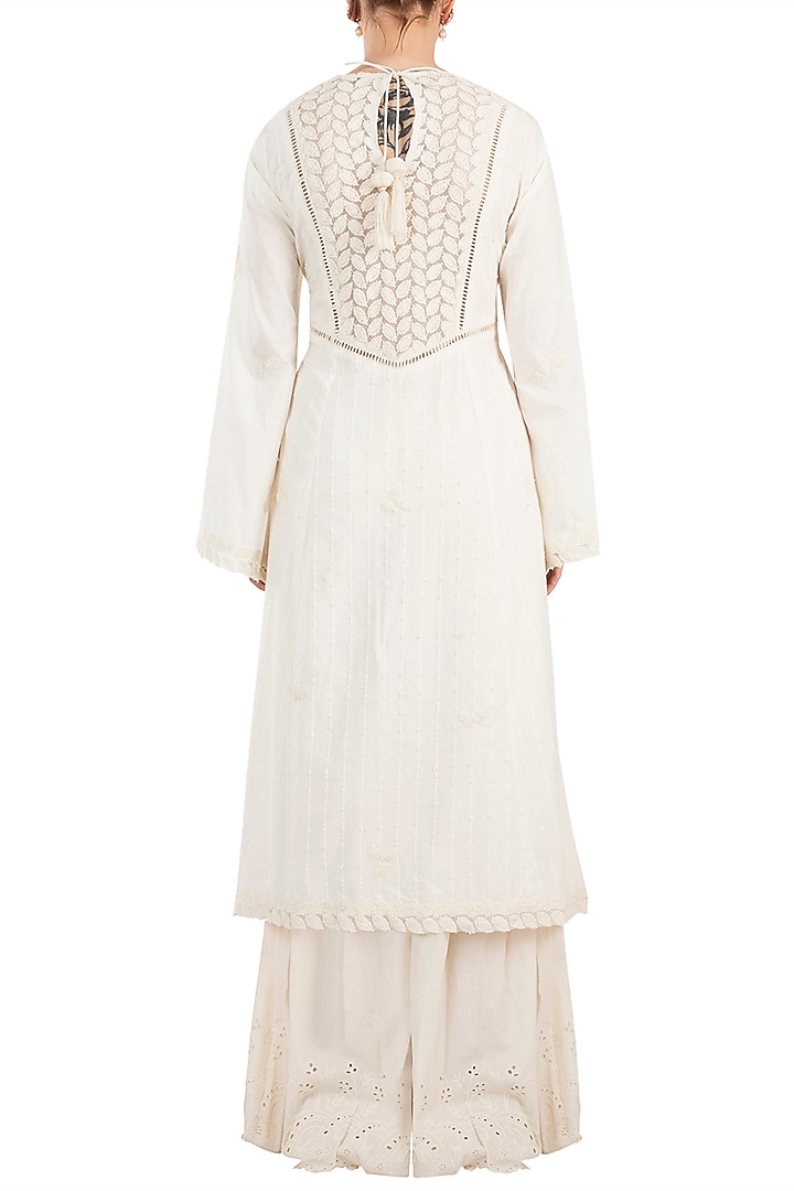 Cream Embroidered Party Wear Sharara Set by RINA DHAKA at Pernia's Pop Up Shop