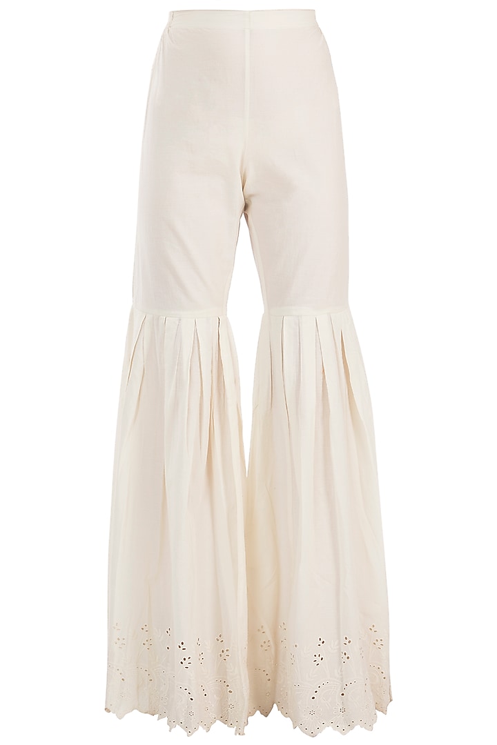 Cream Embroidered Party Wear Sharara Set by RINA DHAKA at Pernia's Pop Up Shop