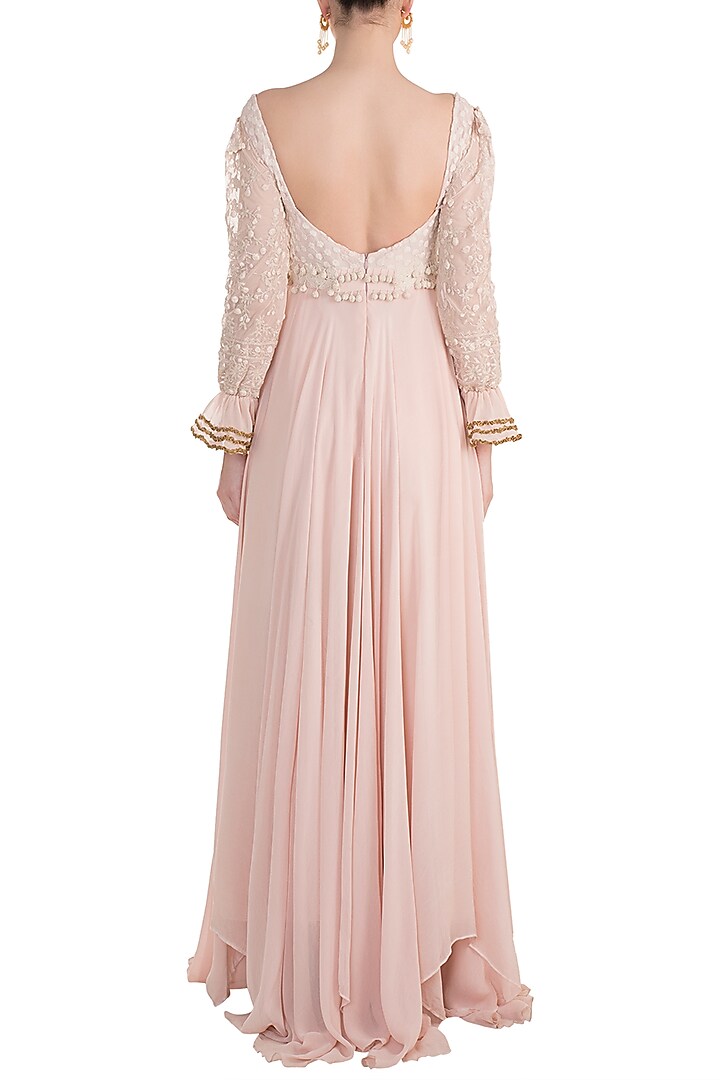 Dusty Pink Party Wear Anarkali Gown With Dupatta by RINA DHAKA at Pernia's Pop Up Shop