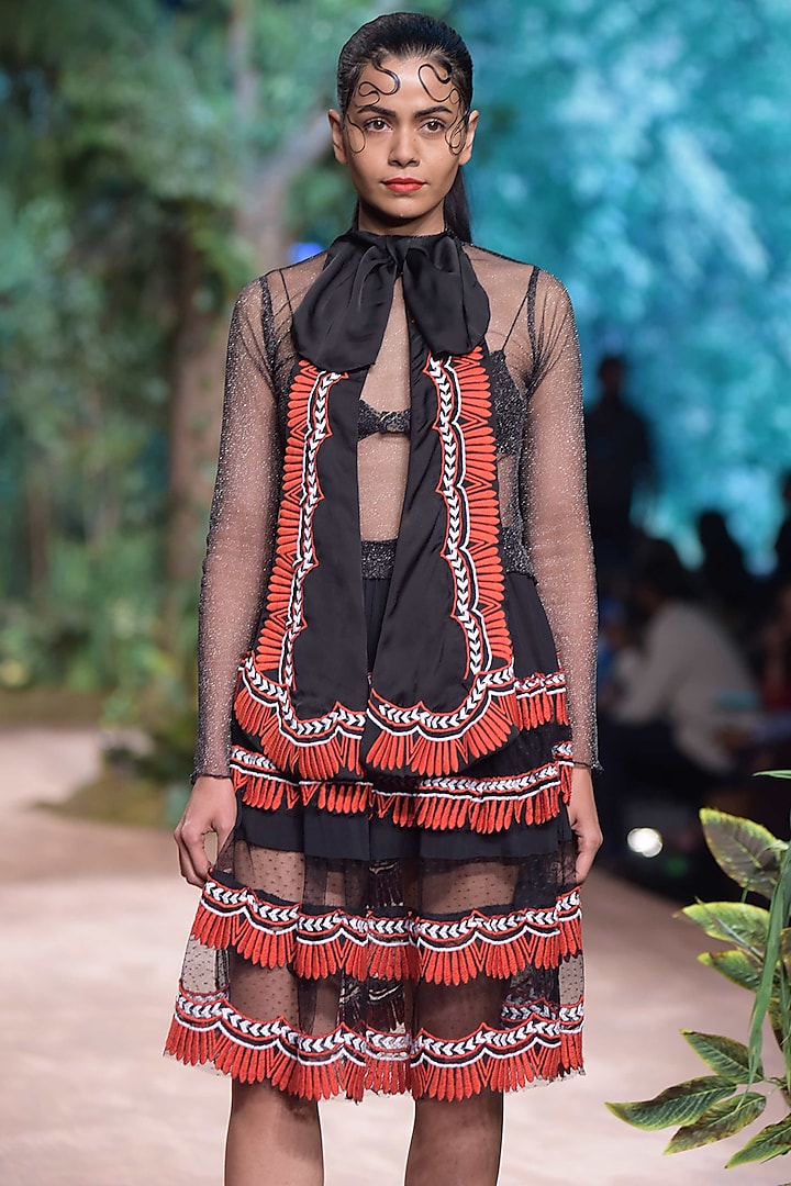 Black Embroidered Top by RINA DHAKA