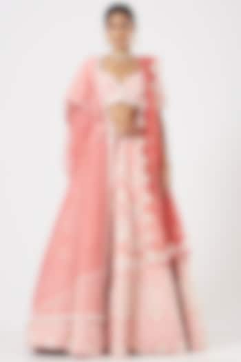 Blush Pink Embroidered Lehenga Set by Rianta's