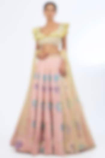 Multi-Colored Organza Sequins Embroidered Bridal Lehenga Set by Rianta's at Pernia's Pop Up Shop