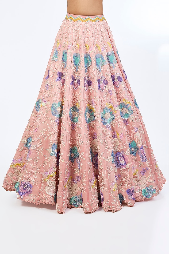 Multi-Colored Organza Sequins Embroidered Bridal Lehenga Set by Rianta's at Pernia's Pop Up Shop