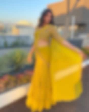 Yellow Embellished Saree Set by SHLOKA KHIALANI