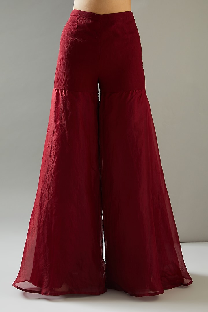 Red Organza Wedding Sharara Set by Ridhima Bhasin at Pernia's Pop Up Shop
