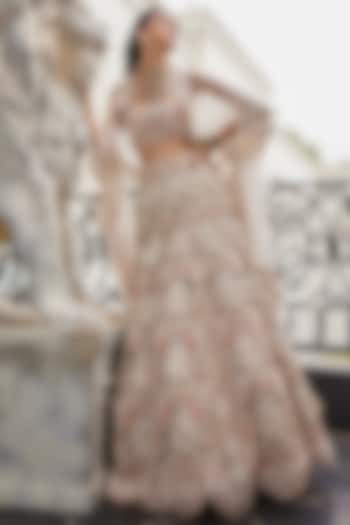 Ivory Organza Embroidered Bridal Lehenga Set by Ridhima Bhasin at Pernia's Pop Up Shop