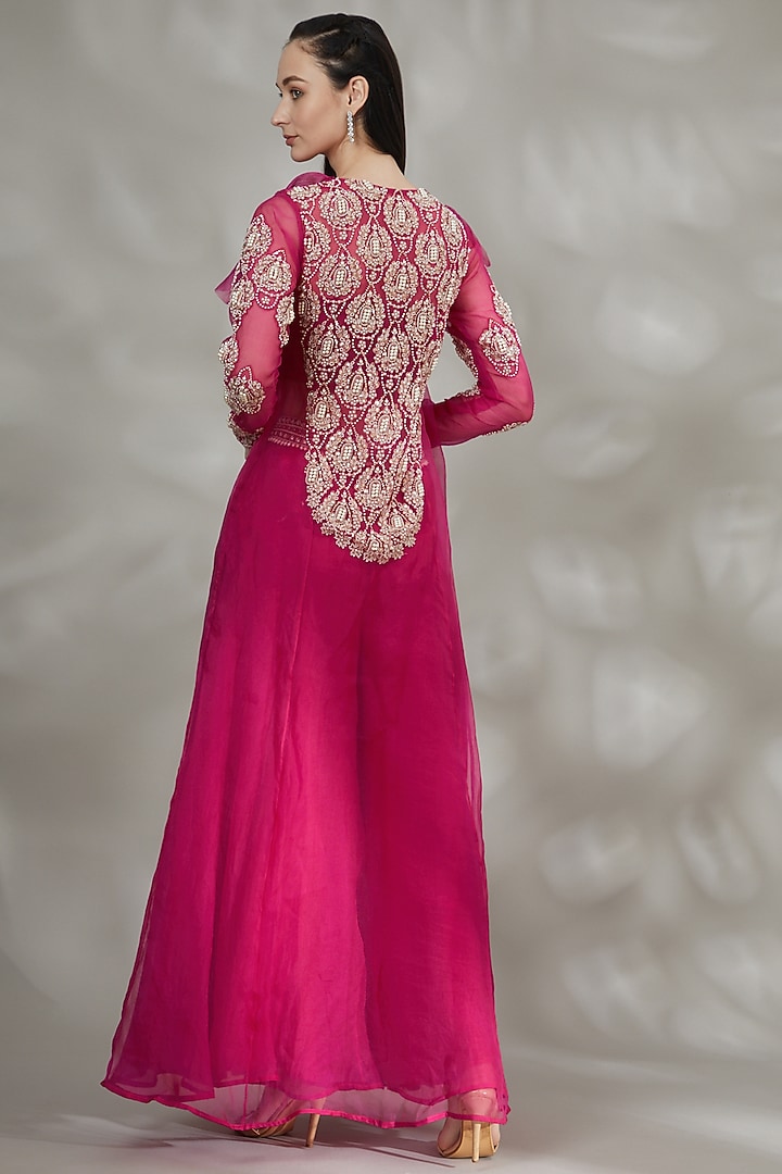 Fuchsia Embroidered Wedding Sharara Set by Ridhima Bhasin at Pernia's Pop Up Shop