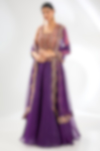 Purple Organza Wedding Lehenga Set by Ridhima Bhasin at Pernia's Pop Up Shop