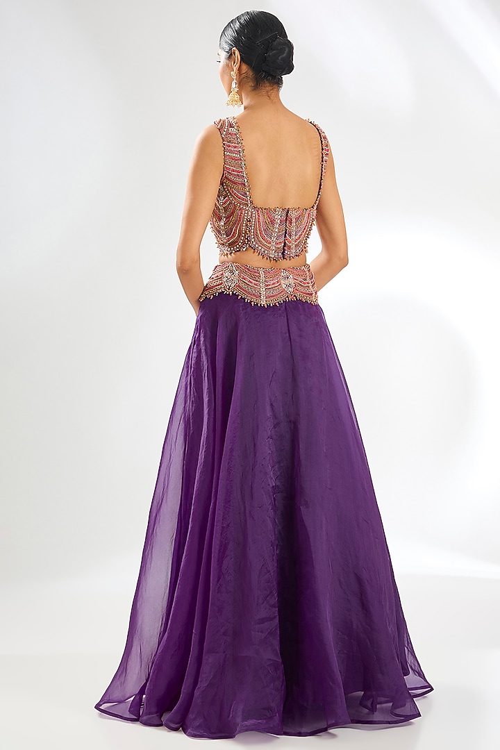 Purple Organza Wedding Lehenga Set by Ridhima Bhasin at Pernia's Pop Up Shop