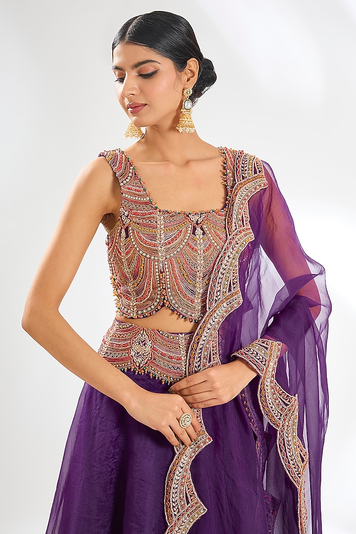 Purple Organza Wedding Lehenga Set by Ridhima Bhasin at Pernia's Pop Up Shop
