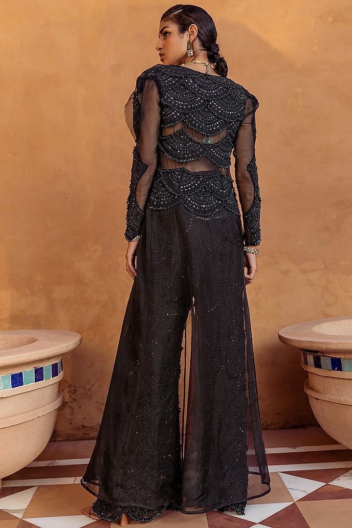Black Embellished Jacket Set by Ridhima Bhasin at Pernia's Pop Up Shop