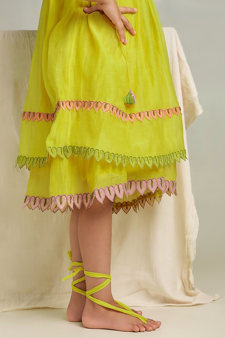 Yellow Embroidered Dress For Girls by The Right Cut Kids at Pernia's Pop Up Shop