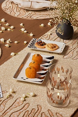 Ivory & Gold Glass Beaded Table Runner by Eris home