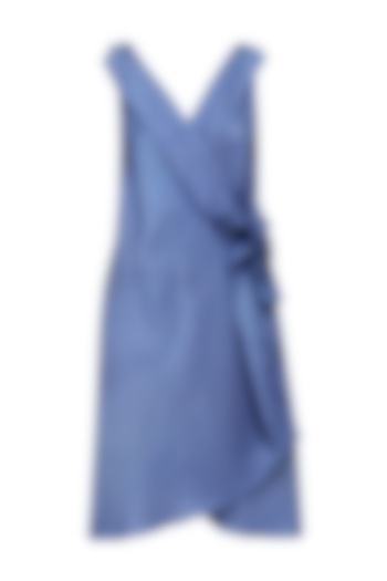 Blue Knotted Tie Up Overlapping Dress by Ritesh Kumar