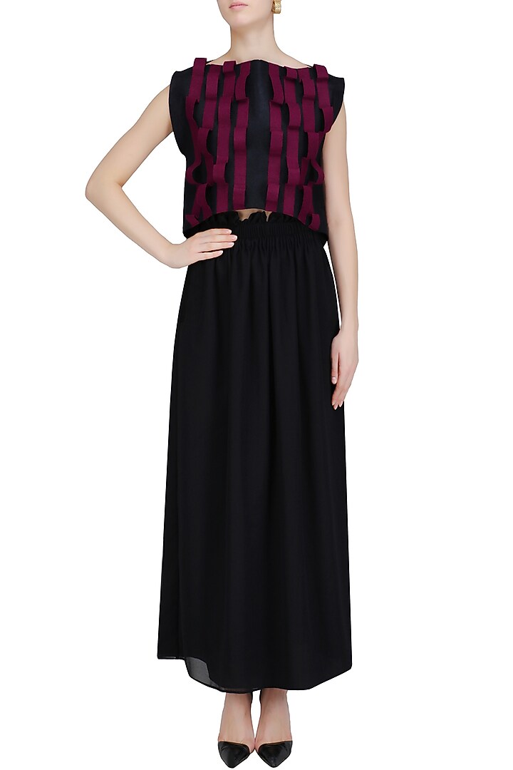 Black ruffled panel palazzo pants available only at Pernia's Pop Up Shop.