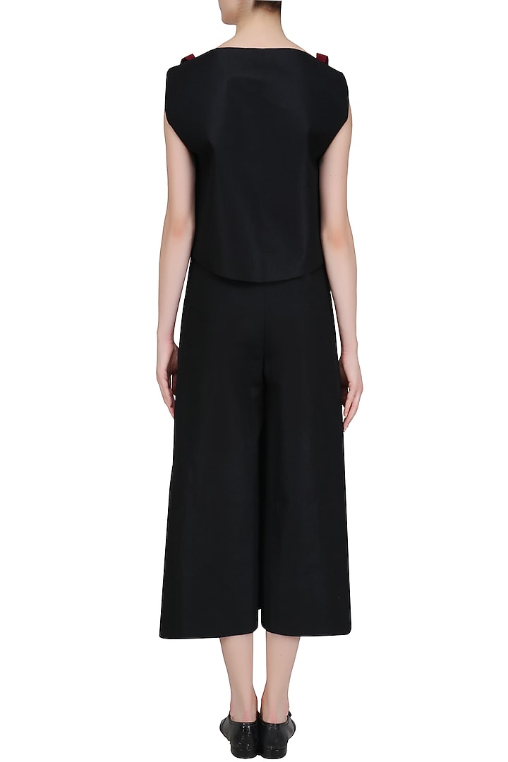 Black ruffled panel palazzo pants available only at Pernia's Pop Up Shop.