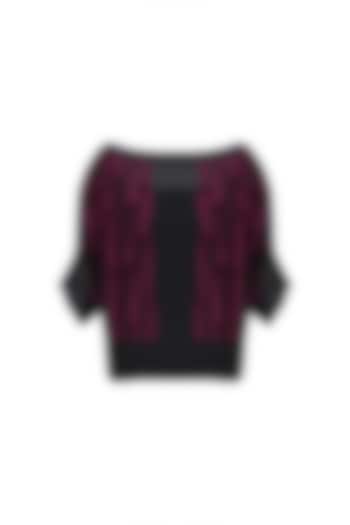 Black batwing sleeves flow textured crop top available only at Pernia's Pop Up Shop.