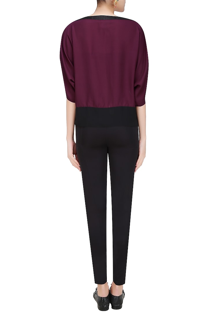 Black batwing sleeves flow textured crop top available only at Pernia's Pop Up Shop.