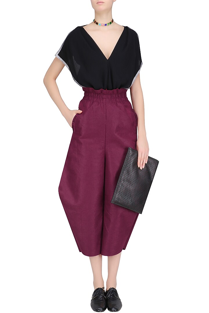 Plum tapered hem wide pants available only at Pernia's Pop Up Shop.