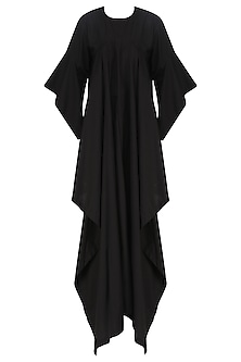 Black cascade kaftan with white palazzo pants set available only at ...