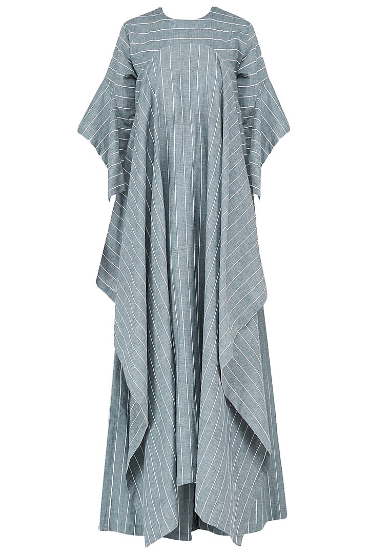 Blue Striped Cascade Kaftan with Palazzo Pants Set by Ritesh Kumar