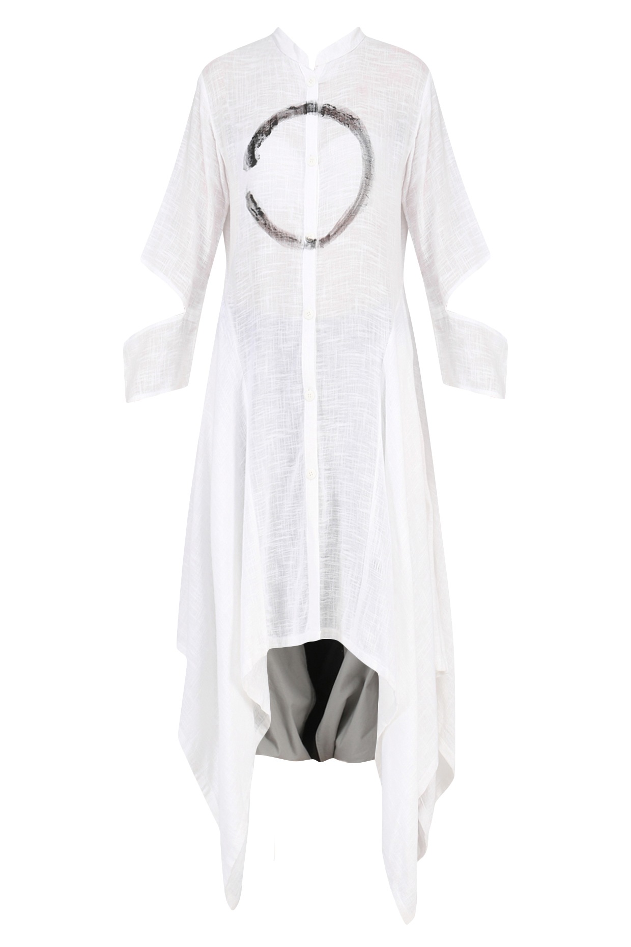White enso print shirt dress with 