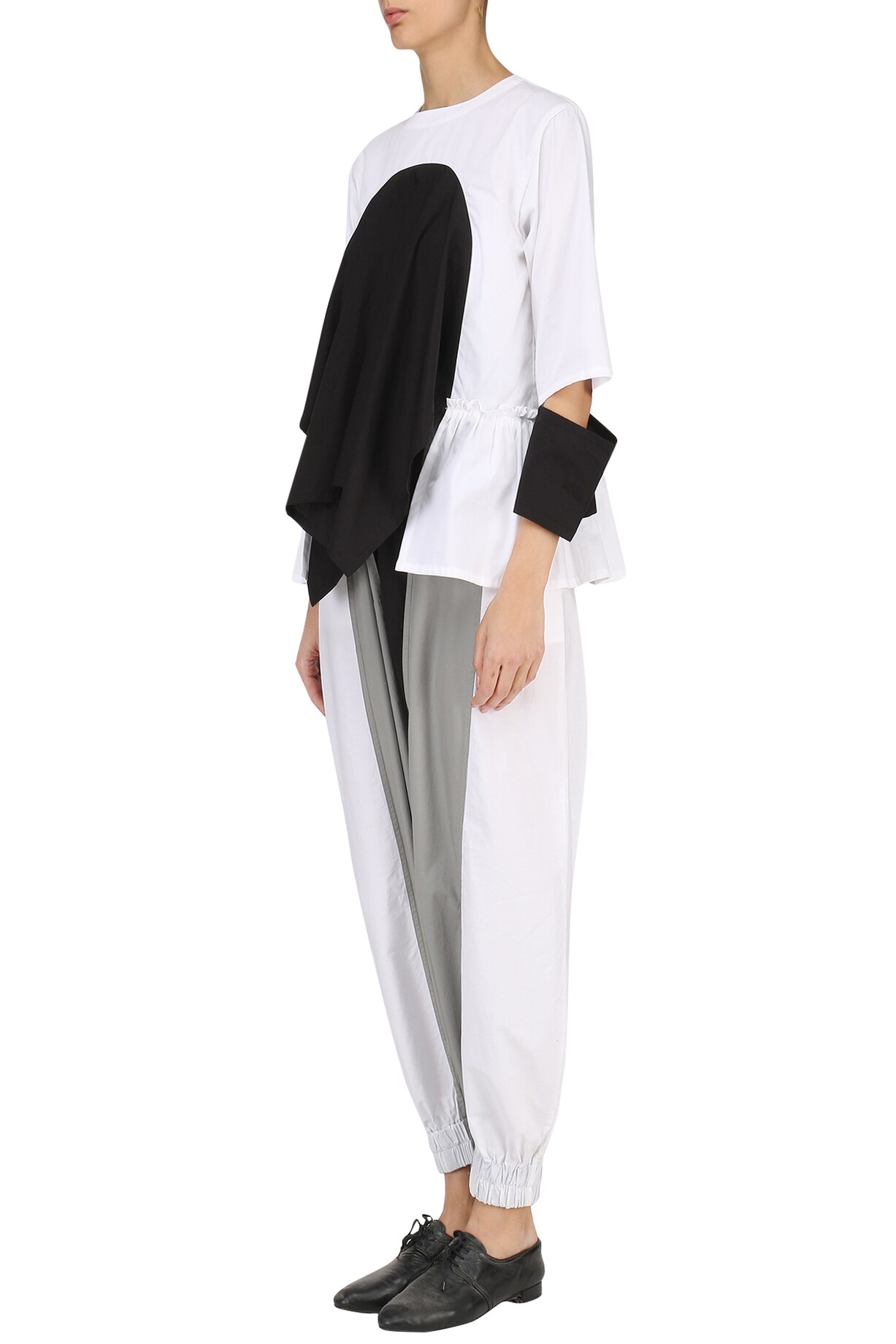 Black Peplum Top With Harem Women Co-Ord Set