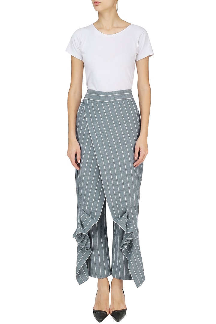 Blue and white striped wrap pants available only at Pernia's Pop Up Shop.