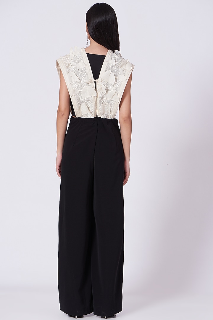 Black & White Embroidered Jumpsuit by Richa Khemka at Pernia's Pop Up Shop